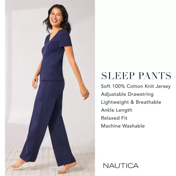 imageNautica Womens Sleep Pants  Long Length Breathable Pajama Bottoms  Cotton Knit Jersey Sleepwear and LoungewearNavy