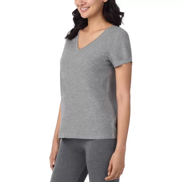 imageNautica Womens Sleep Shirt  Lightweight Breathable Pajama Top  Cotton Knit Jersey VNeck Sleepwear and LoungewearHeather Grey