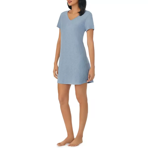 imageNautica Womens Sleep Shirt Dress  Lightweight Breathable Pajama Top  Cotton Knit Jersey VNeck Sleepwear and LoungewearHeather Blue