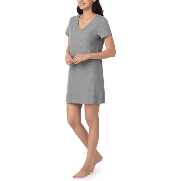 imageNautica Womens Sleep Shirt Dress  Lightweight Breathable Pajama Top  Cotton Knit Jersey VNeck Sleepwear and LoungewearHeather Grey