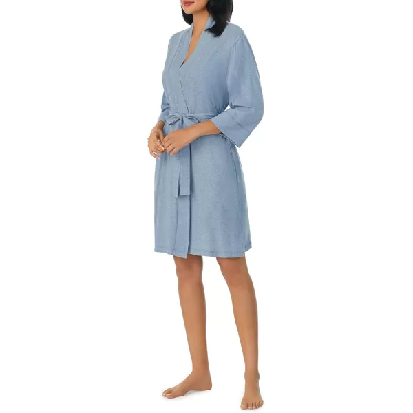 imageNautica Womens Soft Robe  Above Knee 34 Length Sleeve Lightweight Robe  Cotton Knit Jersey Sleepwear and LoungewearHeather Blue