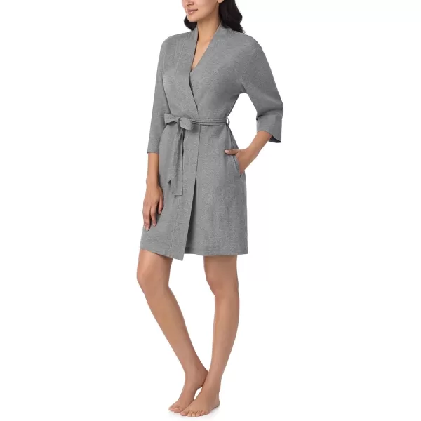 imageNautica Womens Soft Robe  Above Knee 34 Length Sleeve Lightweight Robe  Cotton Knit Jersey Sleepwear and LoungewearHeather Grey