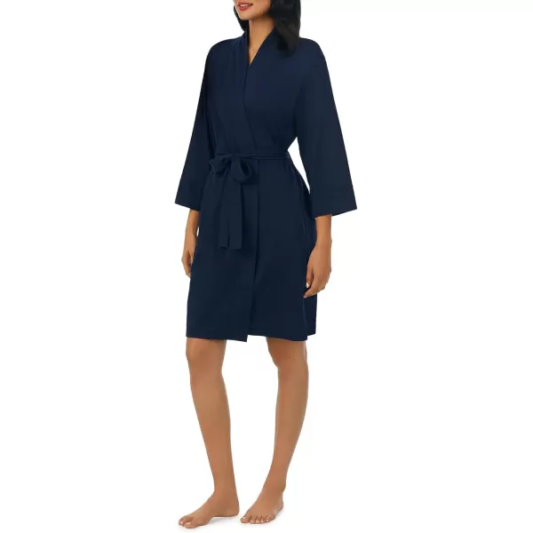 imageNautica Womens Soft Robe  Above Knee 34 Length Sleeve Lightweight Robe  Cotton Knit Jersey Sleepwear and LoungewearNavy