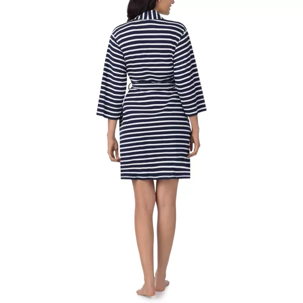 imageNautica Womens Soft Robe  Above Knee 34 Length Sleeve Lightweight Robe  Cotton Knit Jersey Sleepwear and LoungewearNavy Stripe