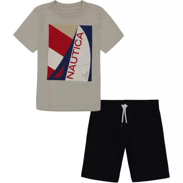 imageNautica Boys 2 Piece Tee Woven Short SetMushroom  Navy