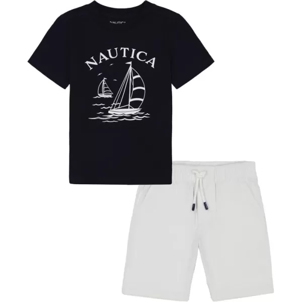 imageNautica Boys 2 Piece Tee Woven Short SetNavy  White