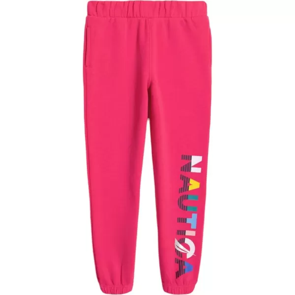 imageNautica Girls Logo Sweatpants Fleece Joggers with Ribbed Cuffs ampamp Functional Side PocketsBeetroot Purple