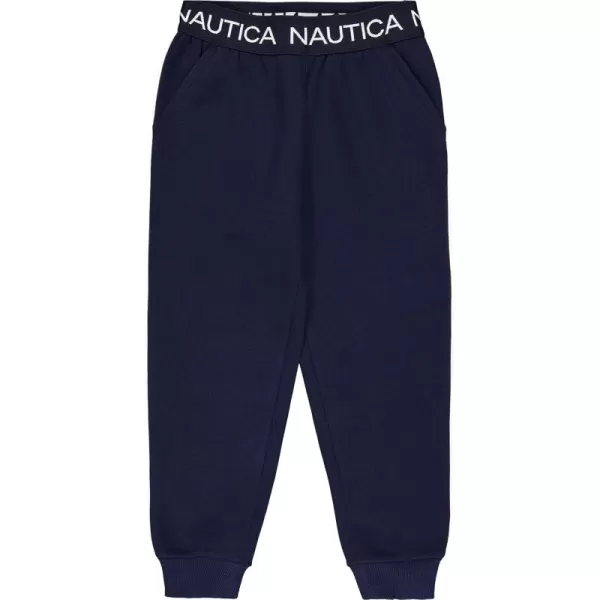 imageNautica Girls Logo Sweatpants Fleece Joggers with Ribbed Cuffs ampamp Functional Side PocketsPeacoat