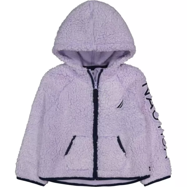 imageNautica Girls Logo Sweatshirt Fleece Hoodie With Fullzip Front ampamp PocketsLavender Sherpa