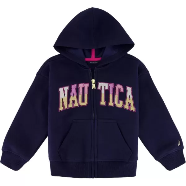 imageNautica Girls Logo Sweatshirt Fleece Hoodie With Fullzip Front ampamp PocketsPeacoatglitter Art