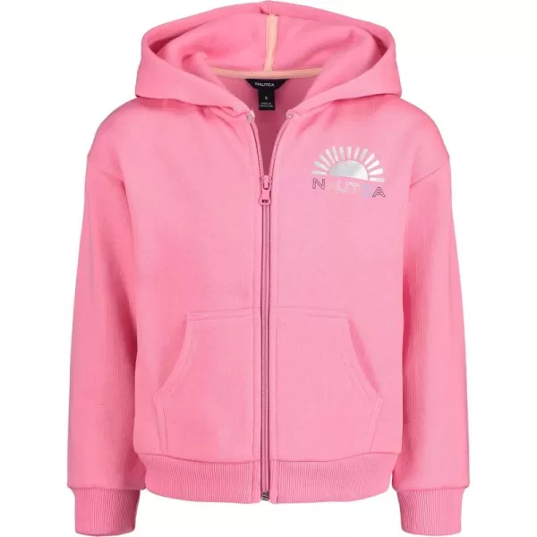 imageNautica Girls Logo Sweatshirt Fleece Hoodie With Fullzip Front ampamp PocketsPink Sunset