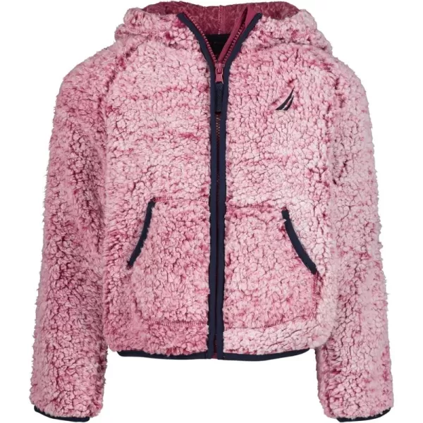 imageNautica Girls Logo Sweatshirt Fleece Hoodie With Fullzip Front ampamp PocketsRasberry Sherpa