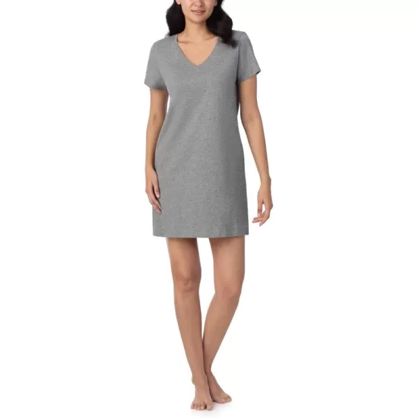 imageNautica Womens Sleep Shirt Dress  Lightweight Breathable Pajama Top  Cotton Knit Jersey VNeck Sleepwear and LoungewearHeather Grey