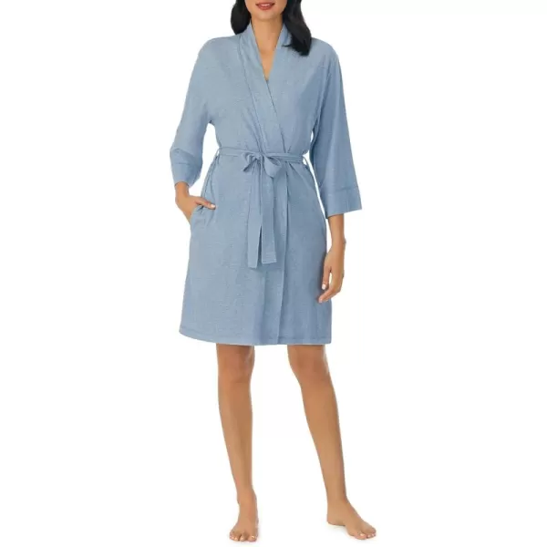 imageNautica Womens Soft Robe  Above Knee 34 Length Sleeve Lightweight Robe  Cotton Knit Jersey Sleepwear and LoungewearHeather Blue