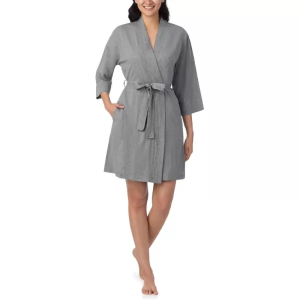 imageNautica Womens Soft Robe  Above Knee 34 Length Sleeve Lightweight Robe  Cotton Knit Jersey Sleepwear and LoungewearHeather Grey