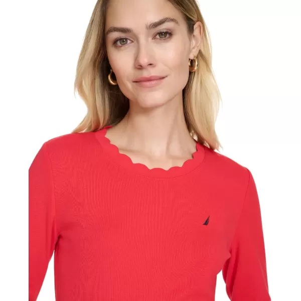 imageNautica Womens Solid Short Sleeve Crew Neckline TShirtRegatta Red