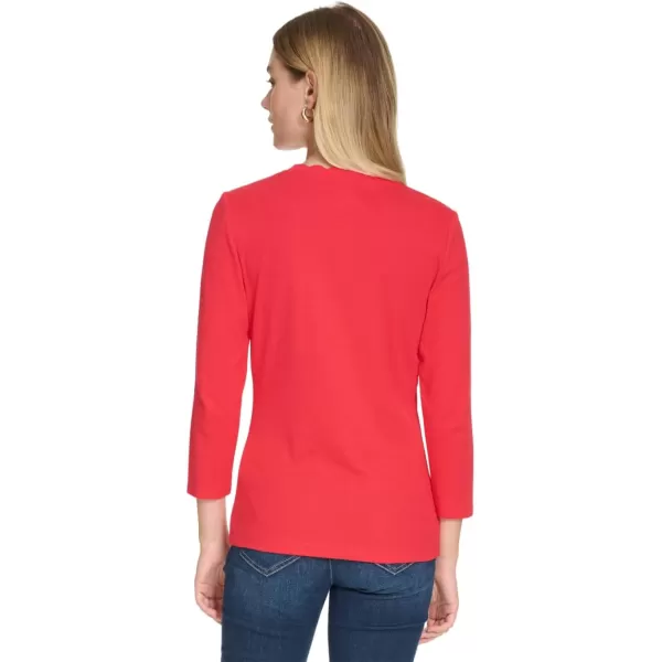 imageNautica Womens Solid Short Sleeve Crew Neckline TShirtRegatta Red