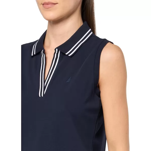 imageNautica Womens Solid Sleeveless Johnny Collar Polo ShirtNight Sky