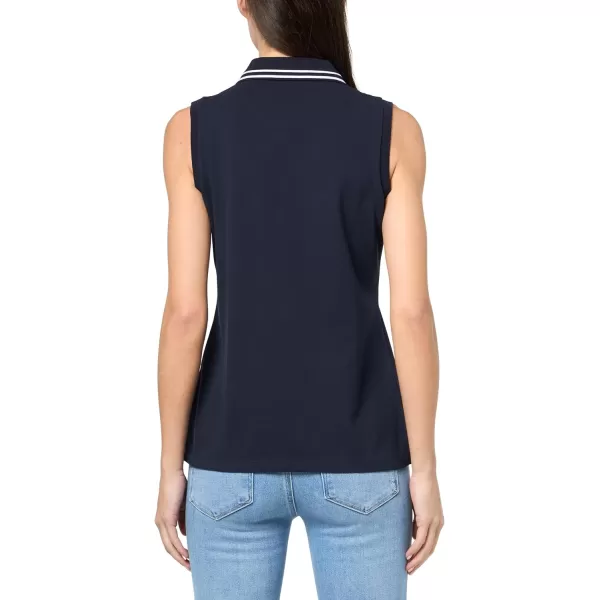 imageNautica Womens Solid Sleeveless Johnny Collar Polo ShirtNight Sky