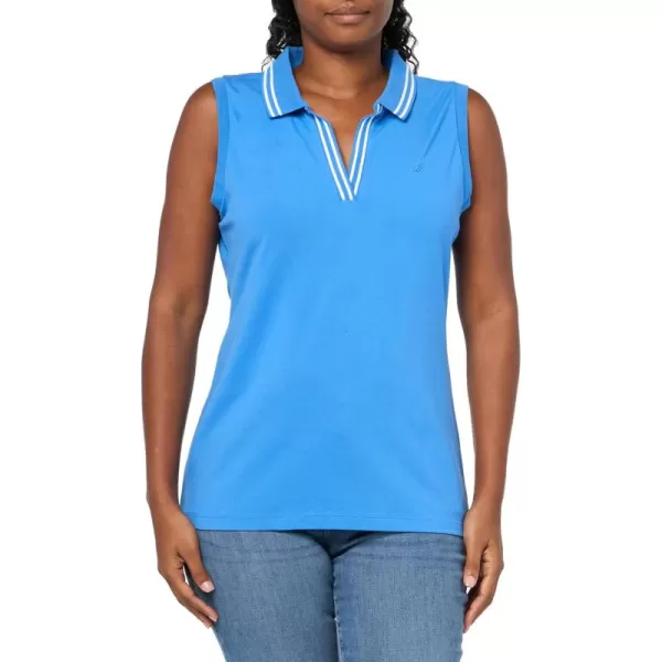 imageNautica Womens Solid Sleeveless Johnny Collar Polo ShirtPacific