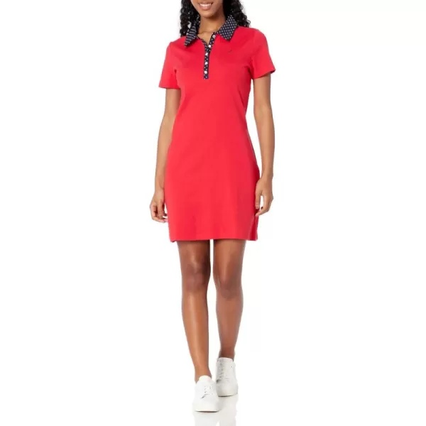 imageNautica Womens Woven Collar Polo Short Sleeve DressRegatta Red