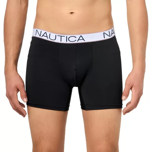 imageNautica Mens 4 Pack Micro Boxer BriefBlackSharkfin GreyBright RedStripe