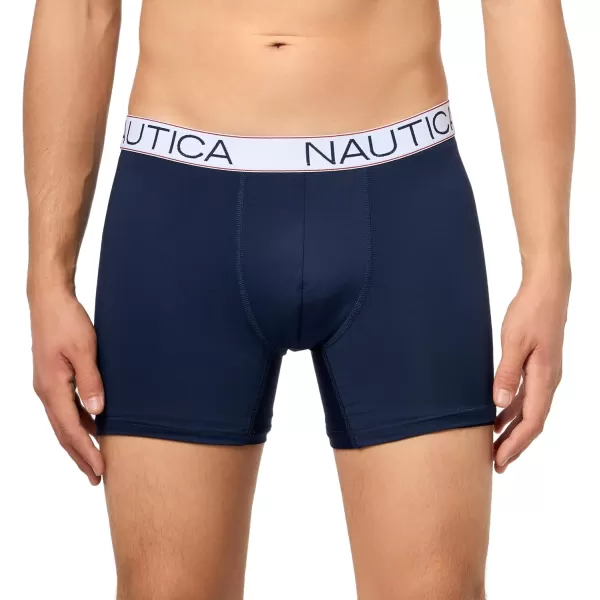 imageNautica Mens 4 Pack Micro Boxer BriefPeacoatAero BlueSpinner BlueSailnautica Red