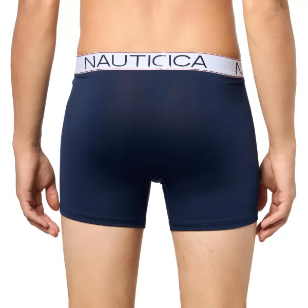 imageNautica Mens 4 Pack Micro Boxer BriefPeacoatAero BlueSpinner BlueSailnautica Red