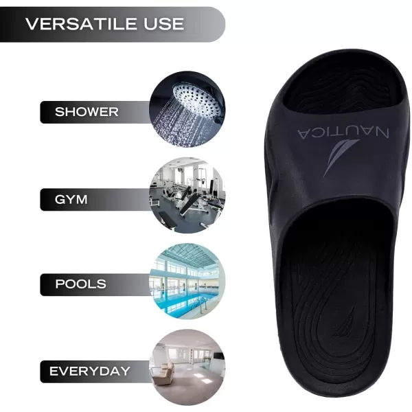 imageNautica Mens Athletic Slides Sport Shower Sandals for Indoor ampamp Outdoor  Lightweight Durable and ComfortableBlack