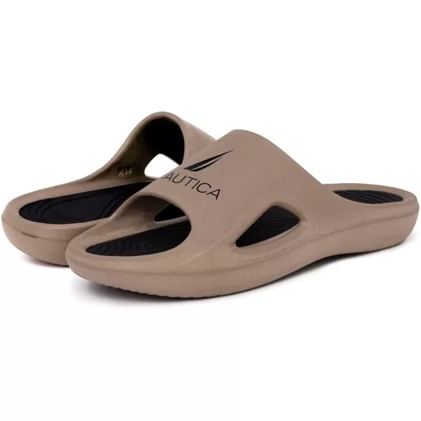 imageNautica Mens Athletic Slides Sport Shower Sandals for Indoor ampamp Outdoor  Lightweight Durable and ComfortableDark Tan