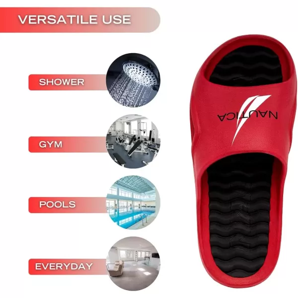 imageNautica Mens Athletic Slides Sport Shower Sandals for Indoor ampamp Outdoor  Lightweight Durable and ComfortableRed