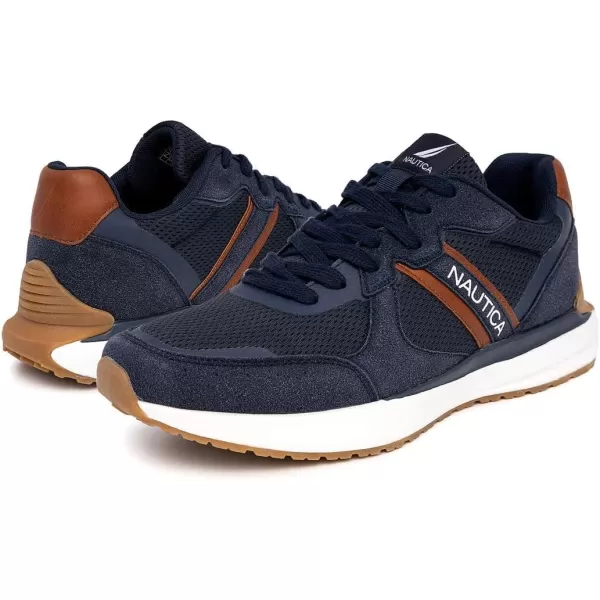 imageNautica Mens Casual LaceUp Fashion Sneakers Oxford Comfortable Walking ShoeNavy Tan