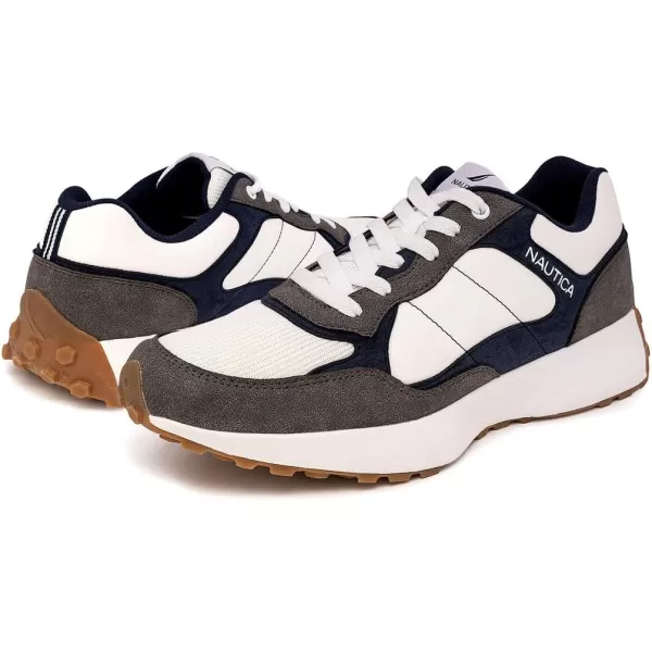 imageNautica Mens Casual LaceUp Fashion Sneakers Oxford Comfortable Walking ShoeWhite Navy Greyayden