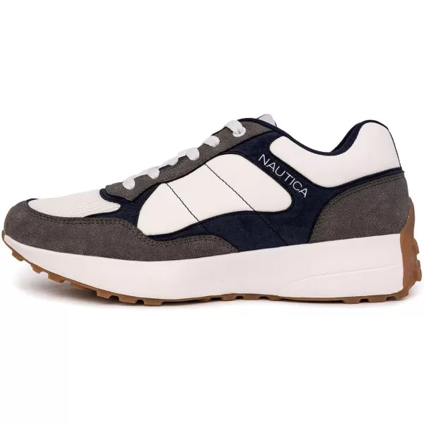 imageNautica Mens Casual LaceUp Fashion Sneakers Oxford Comfortable Walking ShoeWhite Navy Greyayden