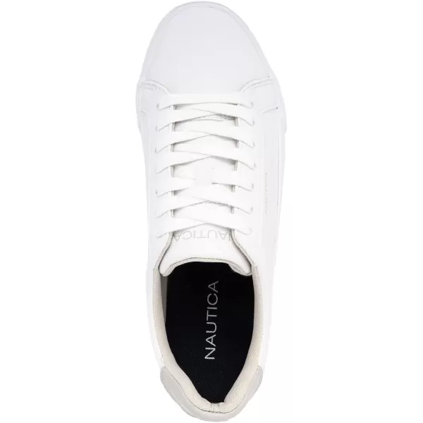 imageNautica Mens Casual Shoe Classic LaceUp Low Top Loafer Fashion Sneaker  in Medium ampamp Wide Width SizesWhite Mono