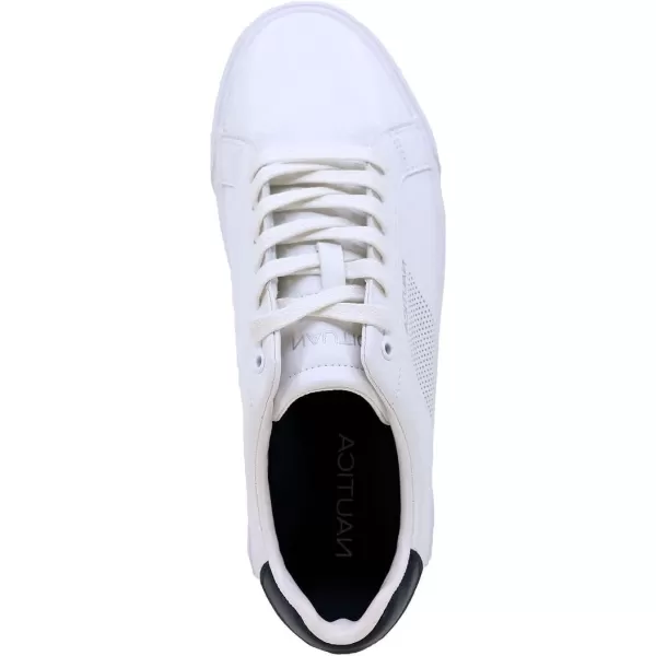 imageNautica Mens Classic LaceUp Low Top Fashion Sneaker Loafer  Stylish and Comfortable Casual ShoeWhite Navycolpa X