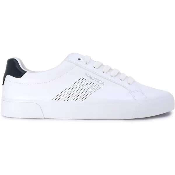 imageNautica Mens Classic LaceUp Low Top Fashion Sneaker Loafer  Stylish and Comfortable Casual ShoeWhite Navycolpa X