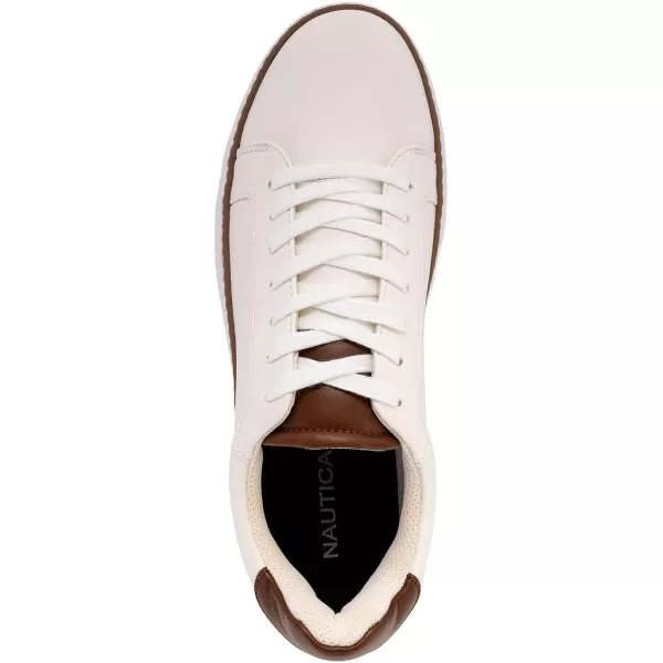 imageNautica Mens Classic LaceUp Low Top Fashion Sneaker Loafer  Stylish and Comfortable Casual ShoeWhite Tandonley