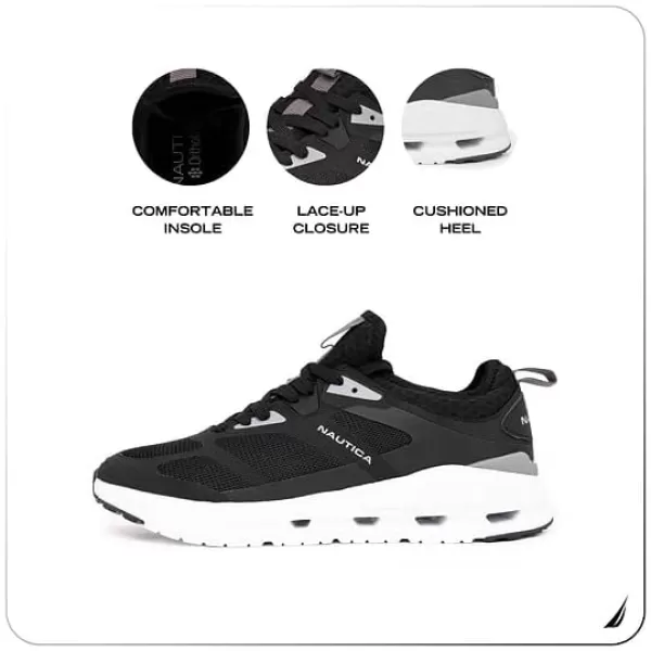 imageNautica Mens Running Sneakers Sport Fashion LaceUp Athletic Soft Shoes for Gym Tennis Men  Cushioned Breathable Lightweight ampamp ComfortableBlack Grey