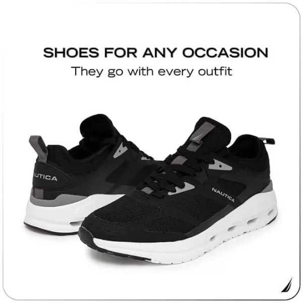 imageNautica Mens Running Sneakers Sport Fashion LaceUp Athletic Soft Shoes for Gym Tennis Men  Cushioned Breathable Lightweight ampamp ComfortableBlack Grey