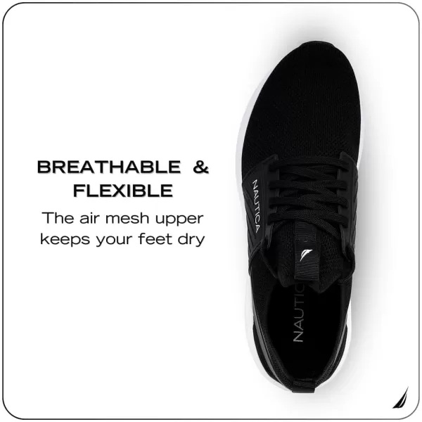 imageNautica Mens Running Sneakers Sport Fashion LaceUp Athletic Soft Shoes for Gym Tennis Men  Cushioned Breathable Lightweight ampamp ComfortableBlack White