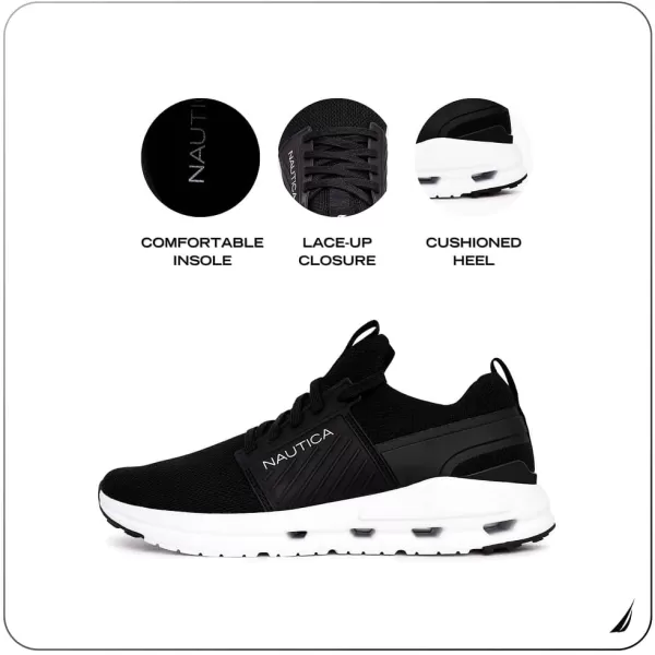 imageNautica Mens Running Sneakers Sport Fashion LaceUp Athletic Soft Shoes for Gym Tennis Men  Cushioned Breathable Lightweight ampamp ComfortableBlack White