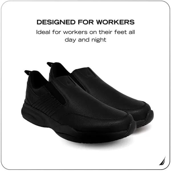 imageNautica Slip On Black Non Slip Work Shoes Safety Water Resistant Chef Kitchen Trabajo Zapatos Restaurant or Food Service Sneakers  Comfortable and Lightweight for Men and WomenOrwellblack