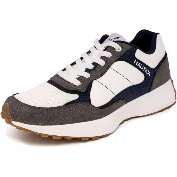 imageNautica Mens Casual LaceUp Fashion Sneakers Oxford Comfortable Walking ShoeWhite Navy Greyayden