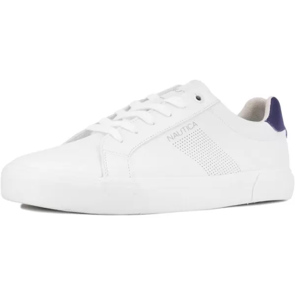 imageNautica Mens Classic LaceUp Low Top Fashion Sneaker Loafer  Stylish and Comfortable Casual ShoeWhite Navycolpa X
