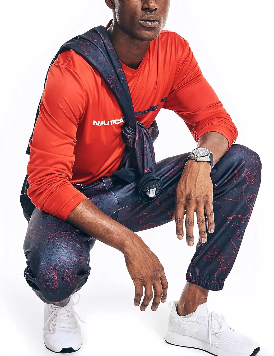imageNautica Mens Competition Sustainably Crafted Printed Jogger PantNavy