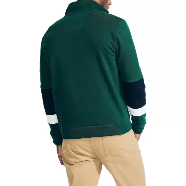 imageNautica Mens Sustainably Crafted QuarterZip Colorblock SweatshirtTidal Green