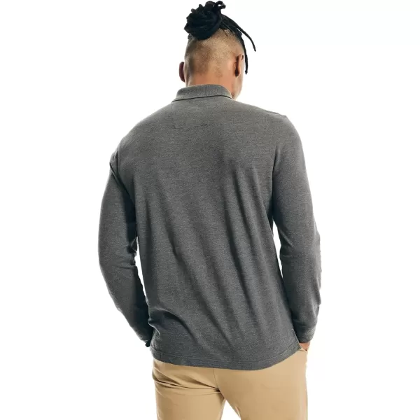 imageNautica Mens Classic Fit LongSleeve Deck PoloThe Charcoal Heather
