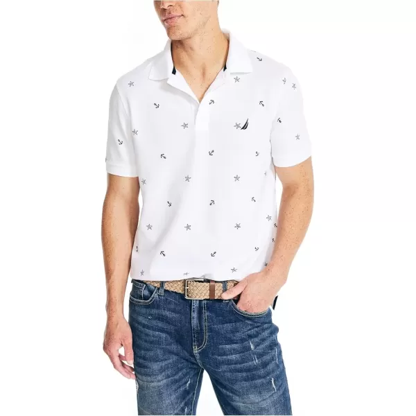 imageNautica Mens Classic Fit Printed Performance Deck PoloBright White