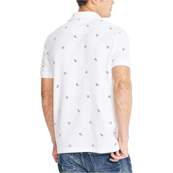 imageNautica Mens Classic Fit Printed Performance Deck PoloBright White